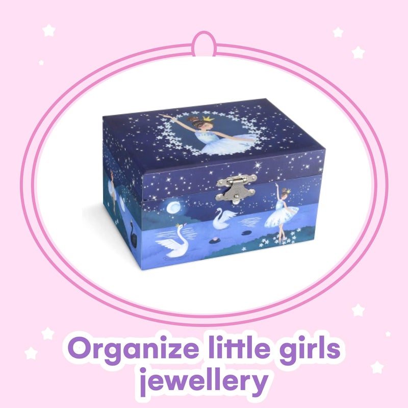 Jewelkeeper Girl's Musical Jewelry Storage Box with Spinning Ballerina, Glitter Design, Swan Lake Tune - Image 2